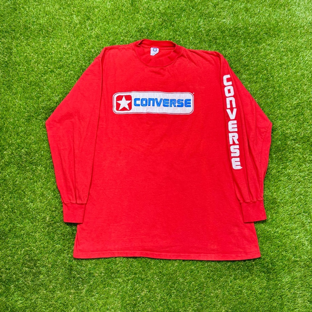 Vintage 80s Converse Single Stitch Long Sleeve Shirt Men’s Size XL Red